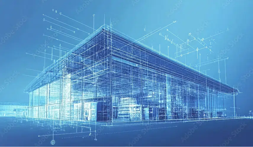 3D-Visualisierung einer modernen Lagerhalle zur Prozessoptimierung in der Logistik