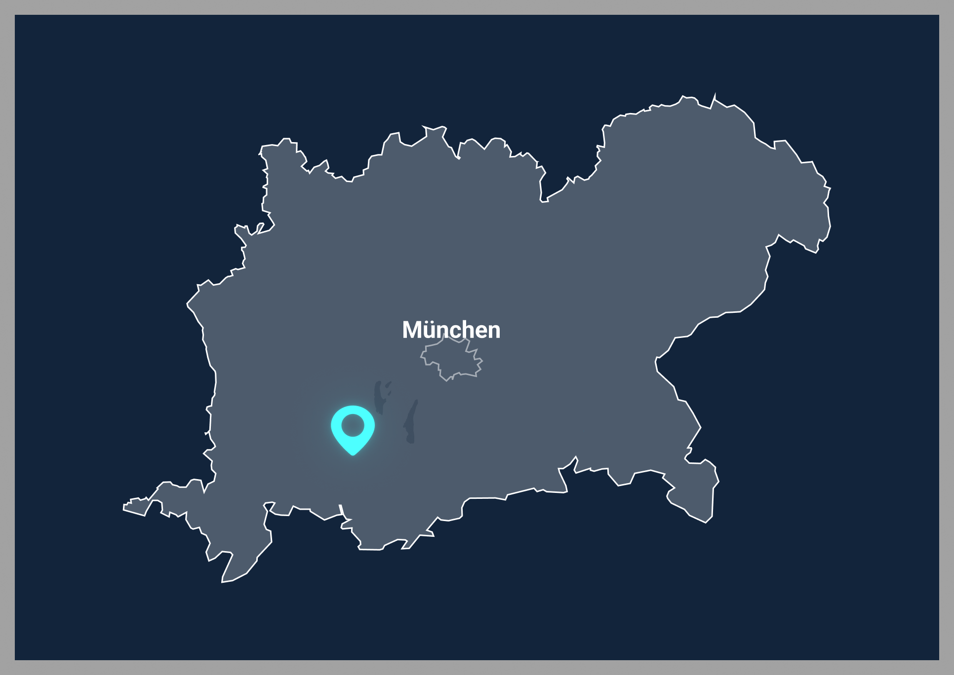 Karte mit markiertem Standort München als Logistikzentrum in Bayern